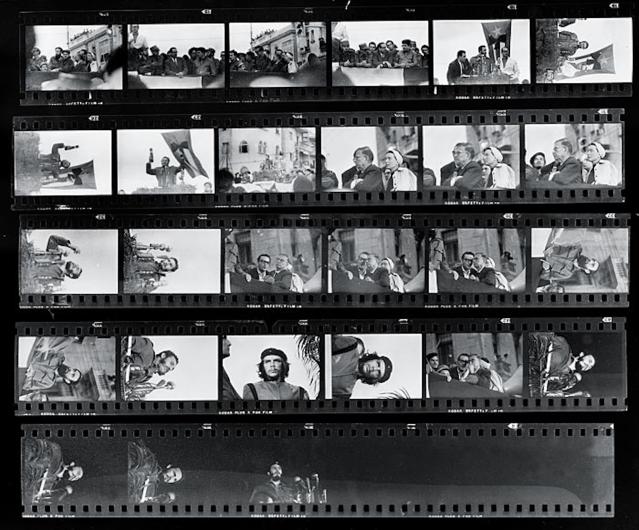 Alberto Korda’s Film Roll from March 5th, 1960. features multiple images from that day including his iconic Che Guevara photo and some variations.