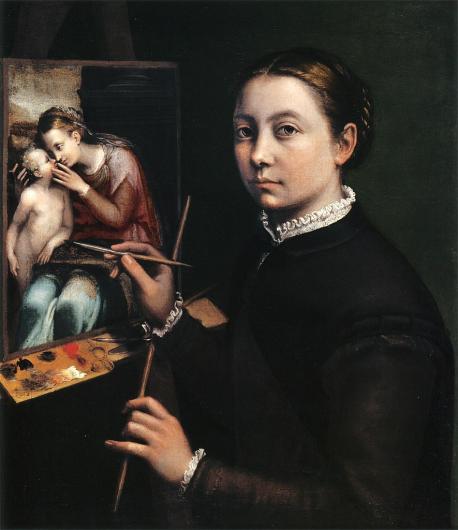 Sofonisba Anguissola, Self-portrait at the Easel Painting a Devotional Panel, 1556.